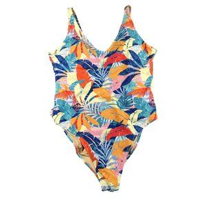 Old Navy Swimsuit Womens X-Large One Piece Leaf Print‎ Tropical Bathing Suit
